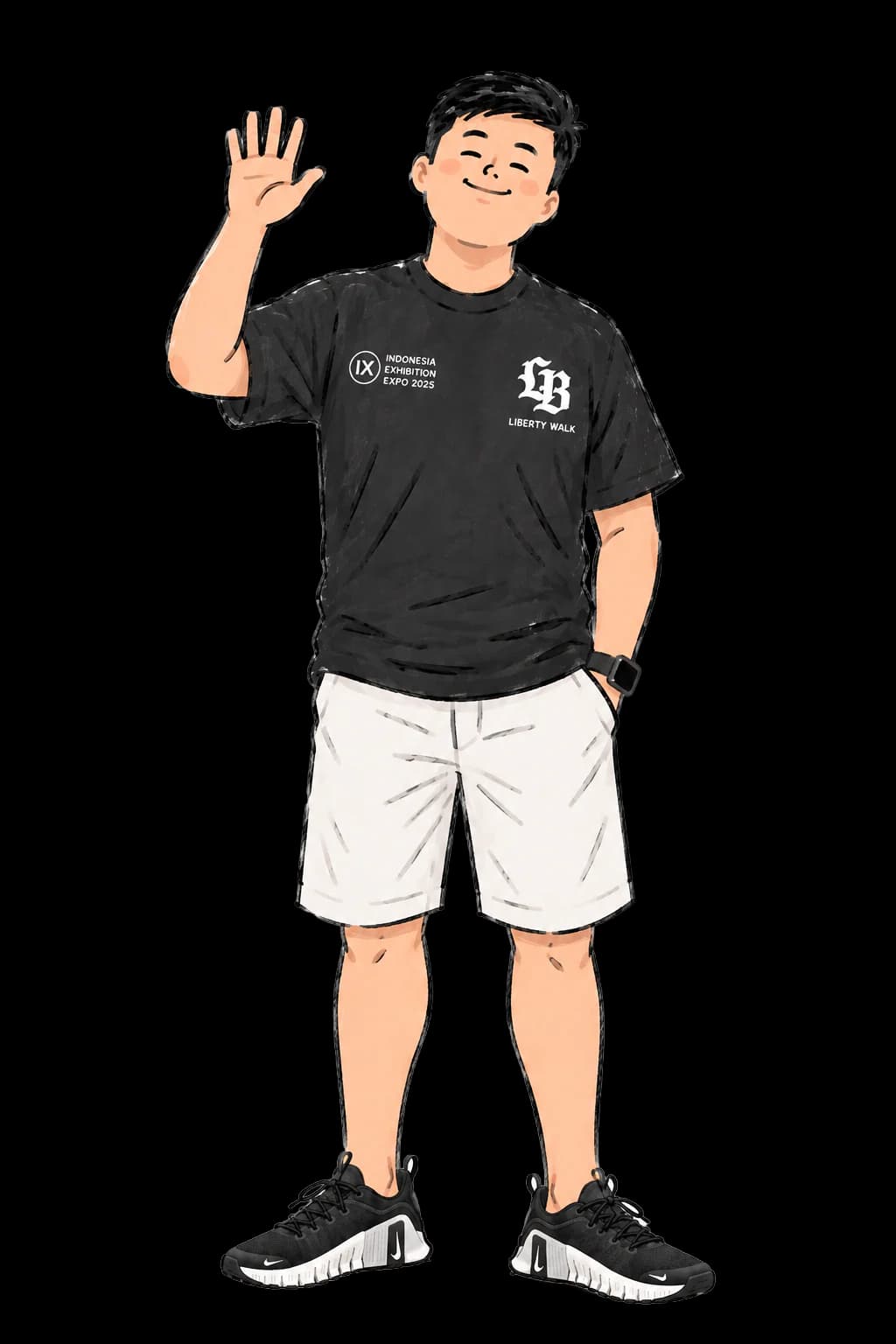 Ilustrasi kartun Rexsi melambaikan tangan